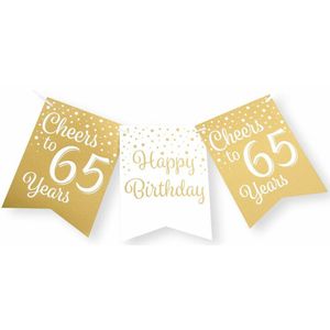 Paperdreams Verjaardag Vlaggenlijn 65 jaar - Gerecycled karton - wit/goud - 600 cm - Vlaggenlijnen