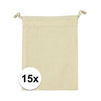 15 x Uitdeelzakjes met koord 10 x 14 cm   - - thumbnail