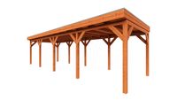 Trendhout Overkapping Casa 960x330 cm- Plat dak- Onbehandeld lariks Douglas hout- Trendhout