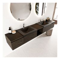 Mondiaz Bukla 240cm badmeubel met open module 40 midden dark brown 4 lades met wastafel dubbel 2 kraangaten kleur urban