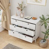 Kast met 6 Lades Sideboard Wit van Hout Ladekast Modern 106 x 40 x 79 cm