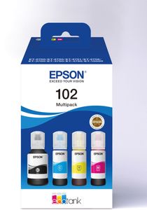 Epson inktfles 102, 6.000 - 7.500 pagina&apos;s, OEM C13T03R640, 4 kleuren