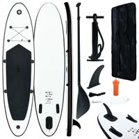 Stand Up Paddleboardset opblaasbaar zwart en wit - thumbnail