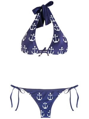 Amir Slama bikini à motif graphique - Bleu