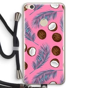 Kokosnoot roze: Huawei Ascend P8 Lite (2017) Transparant Hoesje met koord
