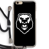 Angry Bear (black): iPhone 6 / 6S Transparant Hoesje met koord