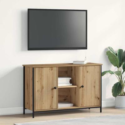 TV-kast artisanaal eikenkleurig 101 x 35 x 65 cm Bewerkt hout