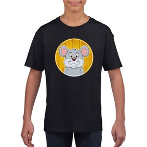 Dieren muis shirt zwart jongens en meisjes