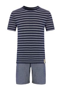 Phil & Co Phil & Co Heren Shortama Korte Pyjama Katoen Blauw / Grijs Gestreept