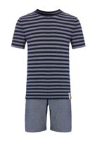 Phil & Co Phil & Co Heren Shortama Korte Pyjama Katoen Blauw / Grijs Gestreept - thumbnail