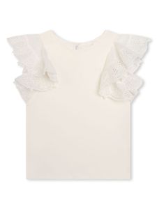 Chloé Kids blouse en coton biologique à volants - Blanc