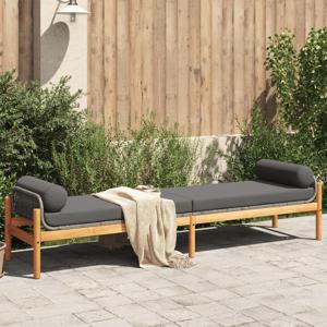 Tuinbank met kussen poly rattan acacia grijs