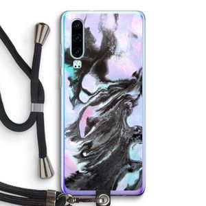 Pastel zwart: Huawei P30 Transparant Hoesje met koord
