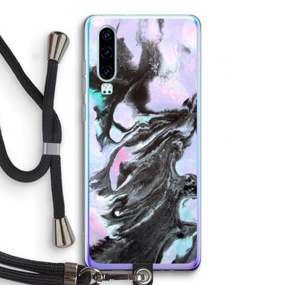 Pastel zwart: Huawei P30 Transparant Hoesje met koord