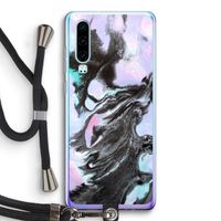Pastel zwart: Huawei P30 Transparant Hoesje met koord