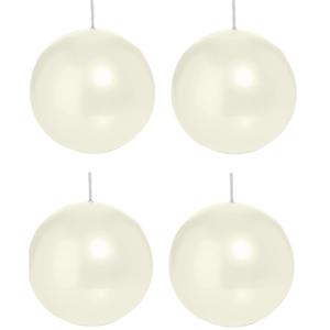 Trend Candles Bolkaars glad - 4x - parelmoer - 7 cm - 16 branduren - ronde kaarsen