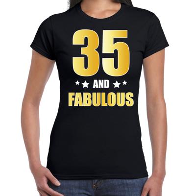 35 jaar and fabulous tekst - verjaardag cadeau t-shirt - zwart - voor dames