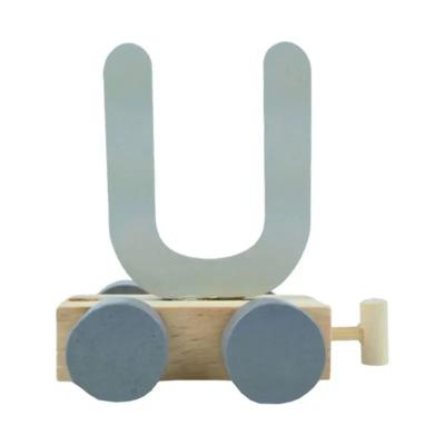 JeP kids houten treinletter U-grijs JeP kids houten treinletter U-grijs