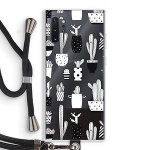 Cactusmotief: Samsung Galaxy Note 10 Plus Transparant Hoesje met koord