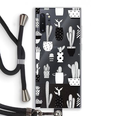 Cactusmotief: Samsung Galaxy Note 10 Plus Transparant Hoesje met koord