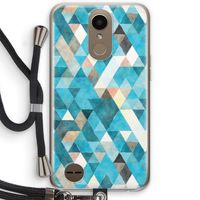 Gekleurde driehoekjes blauw: LG K10 (2017) Transparant Hoesje met koord