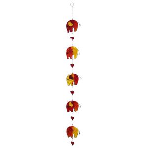 Hangende Decoratie Olifanten Resin Rood-Oranje-Geel