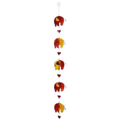 Hangende Decoratie Olifanten Resin Rood-Oranje-Geel