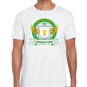 Wit vrijgezellenfeest drinking team t-shirt groen geel heren