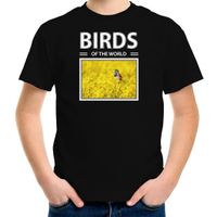 Blauwborst vogels t-shirt met dieren foto birds of the world zwart voor kinderen XL (158-164)  - - thumbnail