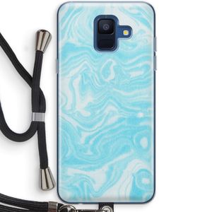 Waterverf blauw: Samsung Galaxy A6 (2018) Transparant Hoesje met koord