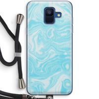 Waterverf blauw: Samsung Galaxy A6 (2018) Transparant Hoesje met koord