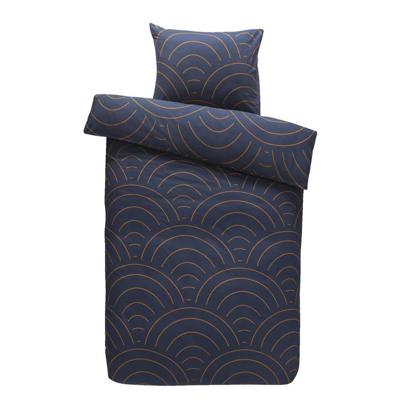 2e Halve Prijs Leen Bakker - Comfort Dekbedovertrek Sendai Grafisch - /caramel - 140x200/220 Cm - Katoen - Blauw