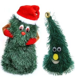 Zingende en dansende kerstboom figuren - 2x st - H16 en H20 cm - groen