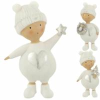 J-Line beeld kerst kind wit 17 cm 3 assorti | 12 stuks