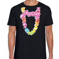 Toppers in concert - Tropical party T-shirt voor heren - bloemenkrans - zwart - carnaval/themafeest