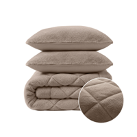 1+1 Gratis Wasbaar Lazy Dekbed Zonder Overtrek - Zonder Overtrek - Teddy Fur - Taupe - Dekbed-Discounter.nl