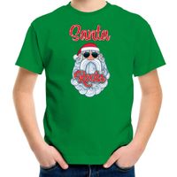 Bellatio Decorations kerst t-shirt voor kinderen - Kerstman - Santa Rocks - groen XL (164-176)  -