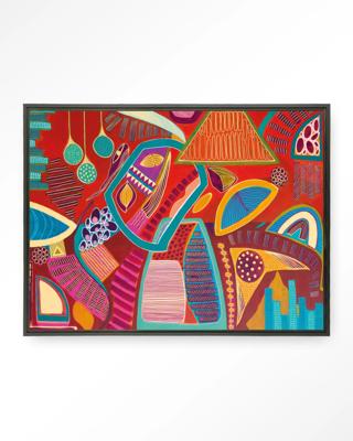 Urban Cotton Wandkleed 'Vida Marina' 145 x 190cm in Floating Frame - black