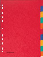 Pergamy tabbladen ft A4, 11-gaatsperforatie, stevig karton, geassorteerde kleuren, 10 tabs