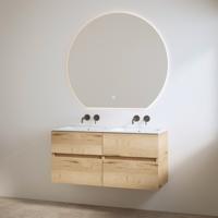 Duo Wastafel zonder Kraangaten met Onderkast Best Design Bora 120 cm Halifax Hout