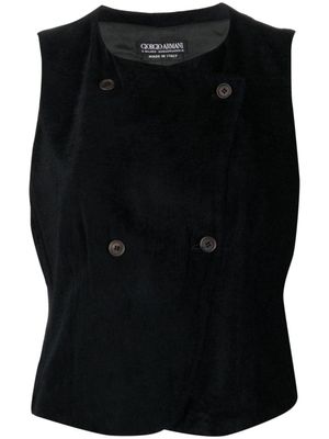 Giorgio Armani Pre-Owned débardeur en velours côtelé à boutonnière croisée (années 1990) - Noir