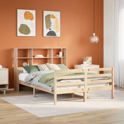 Bed met boekenkast zonder matras massief grenenhout 160x200 cm