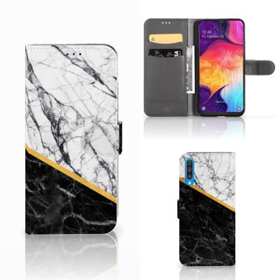 Samsung Galaxy A50 | Bookcase | Marmer Wit Zwart - Origineel Cadeau Man