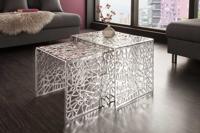 Handgemaakte salontafel ABSTRACT 49cm set van 2 zilver in Gap-design - 38965