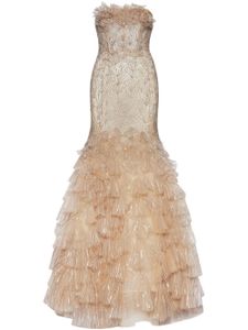 Oscar de la Renta robe longue à ornements en cristal - Tons neutres