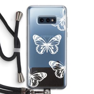 White butterfly: Samsung Galaxy S10e Transparant Hoesje met koord