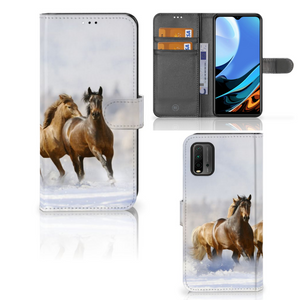 Xiaomi Redmi 9T | Poco M3 Telefoonhoesje met Pasjes Paarden