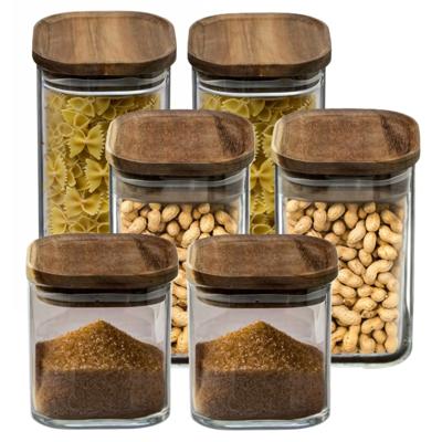 Set van 6x keuken voorraadbussen/potten glas 0.6-0.9-1.3 Liter inhoud