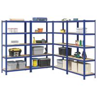 Opbergrekken 4 st 5-laags staal en bewerkt hout blauw