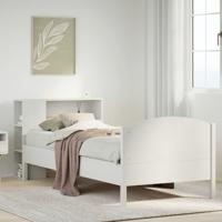 Bed met boekenkast zonder matras grenenhout wit 75x190 cm